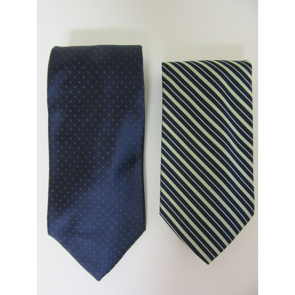 2 Brooks Brothers Blue Stripe and Micro Dots Silk 3.5-4" Men's Tie - Picture 1 of 2